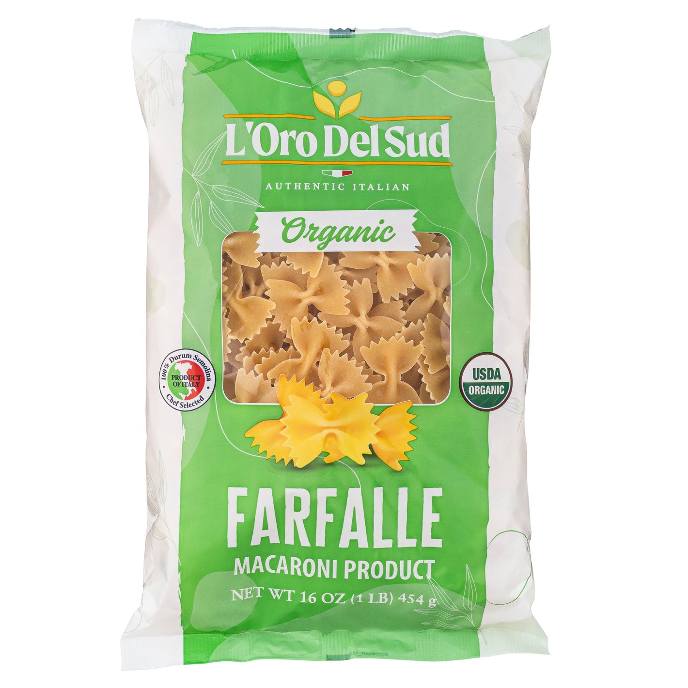 L'Oro Del Sud, Organic Farfalle Pasta 1lb