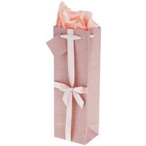 Cakewalk Blush Glitter Bow Wine Gift Bag