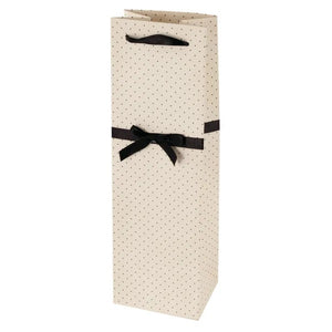 Wine Bottle Gift Bag - Cream & Black Ribbon
