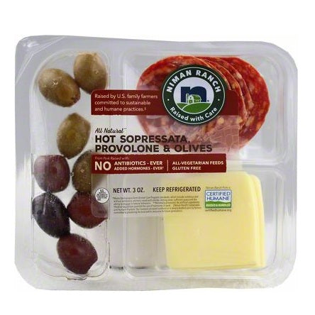 Niman Ranch Snack Pack- Hot Soppressata, Olives, Provologne