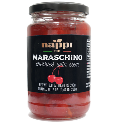 Nappi 1991, Maraschino Cherries with stem,14 oz